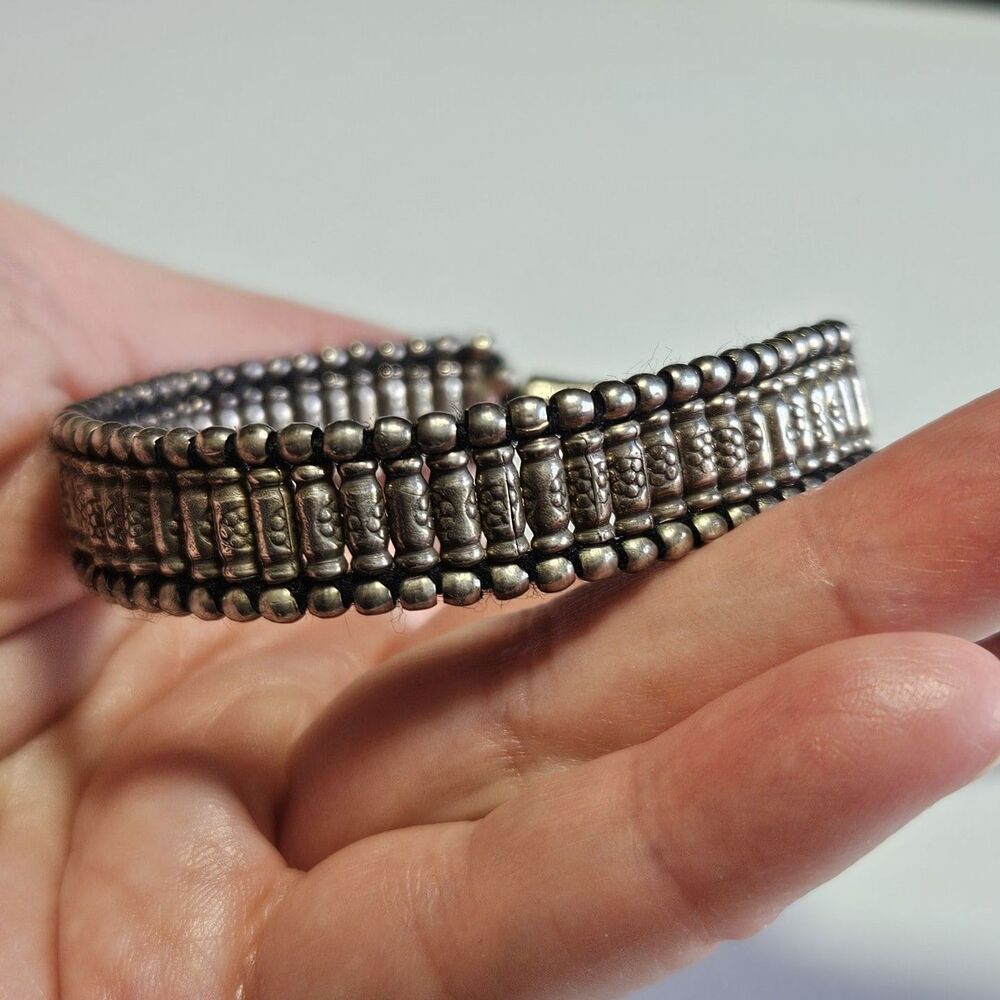 Sterling Silver Handwoven Bracelet 6.5" - Picture 4 of 15